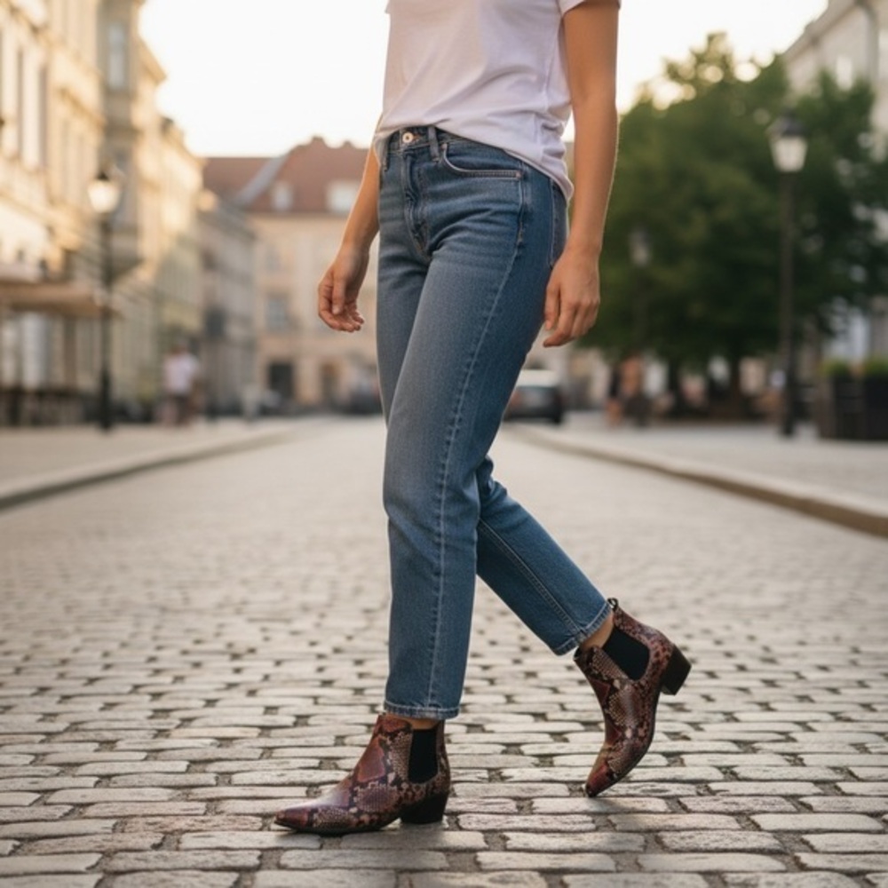 Blondo Emelia Snakeskin Print Leather Waterproof Ankle Booties